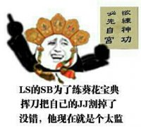 LS的SB为了练葵花宝典挥刀把自己的JJ割掉了没错，他现在就是个太监