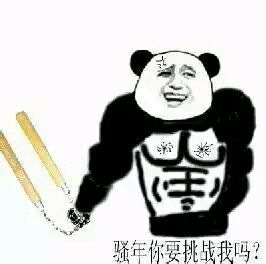 (手拿双节棍,一身胸肌腹肌-熊猫头造型)