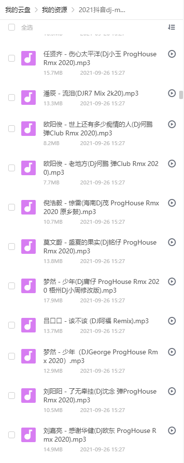 2021抖音歌曲dj音乐 部分列表1