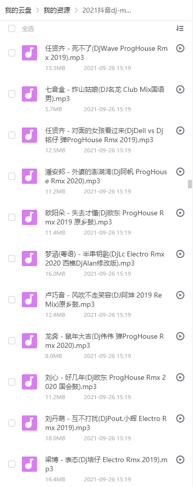 2021抖音歌曲dj音乐 部分列表2