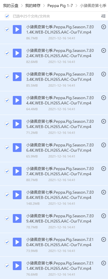 小猪佩奇中文版1-7季 资源详细