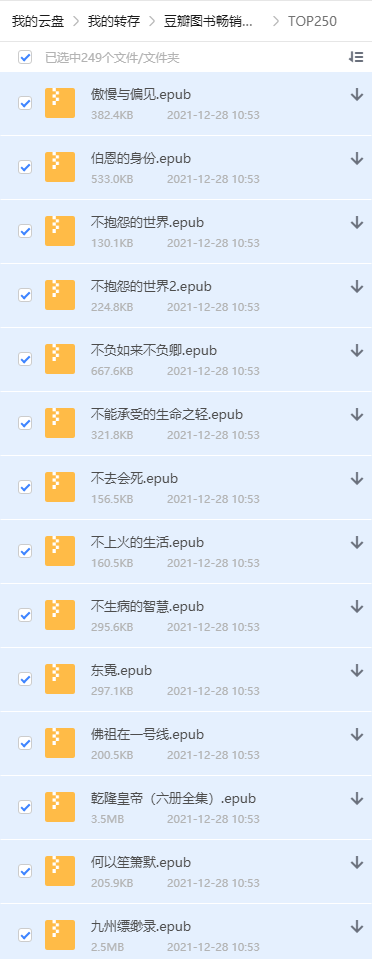 豆瓣图书畅销榜top250电子书合集 书单列表