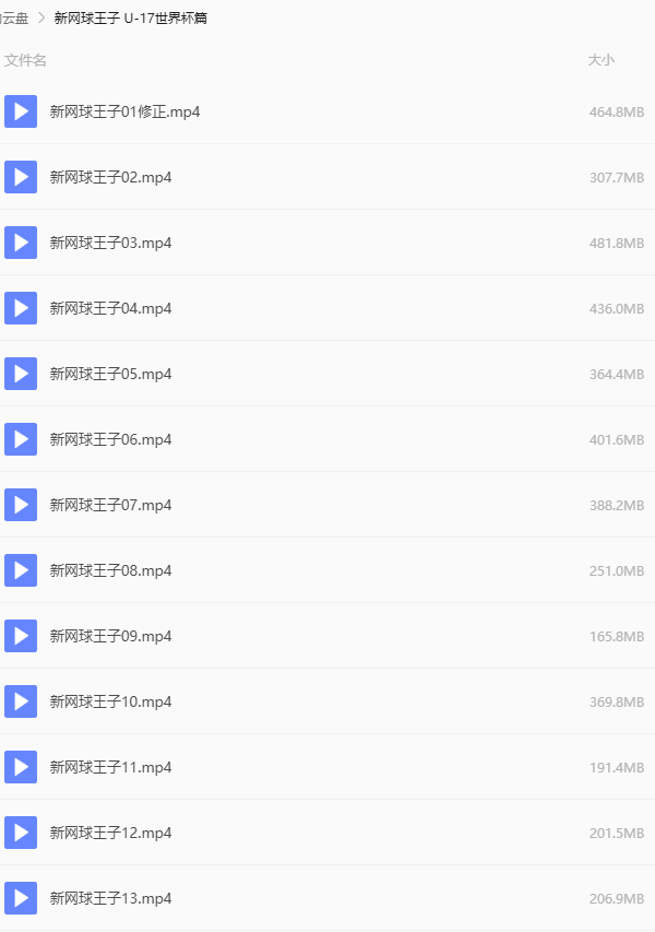 新网球王子 U-17世界杯篇 网盘列表