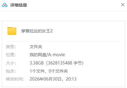 穿普拉达的女王2 网盘属性