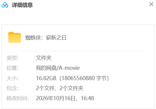 蜘蛛侠：崭新之日 网盘属性